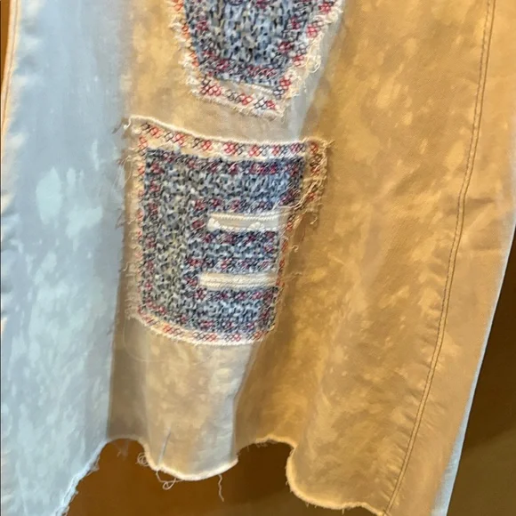 Easel Cream Flare Jeans with CustomPatches; Size L